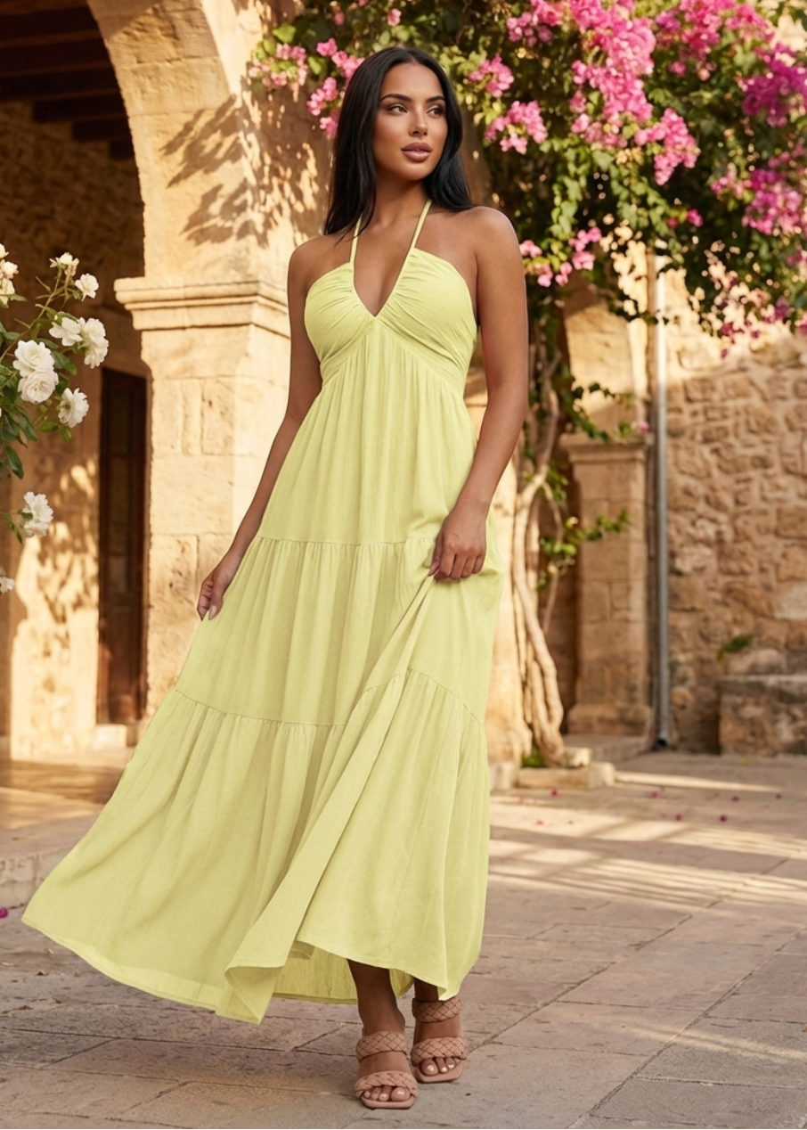 Sofia Backless Halter Bow Dress