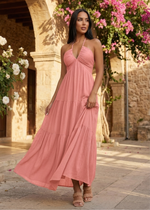 Sofia Backless Halter Bow Dress