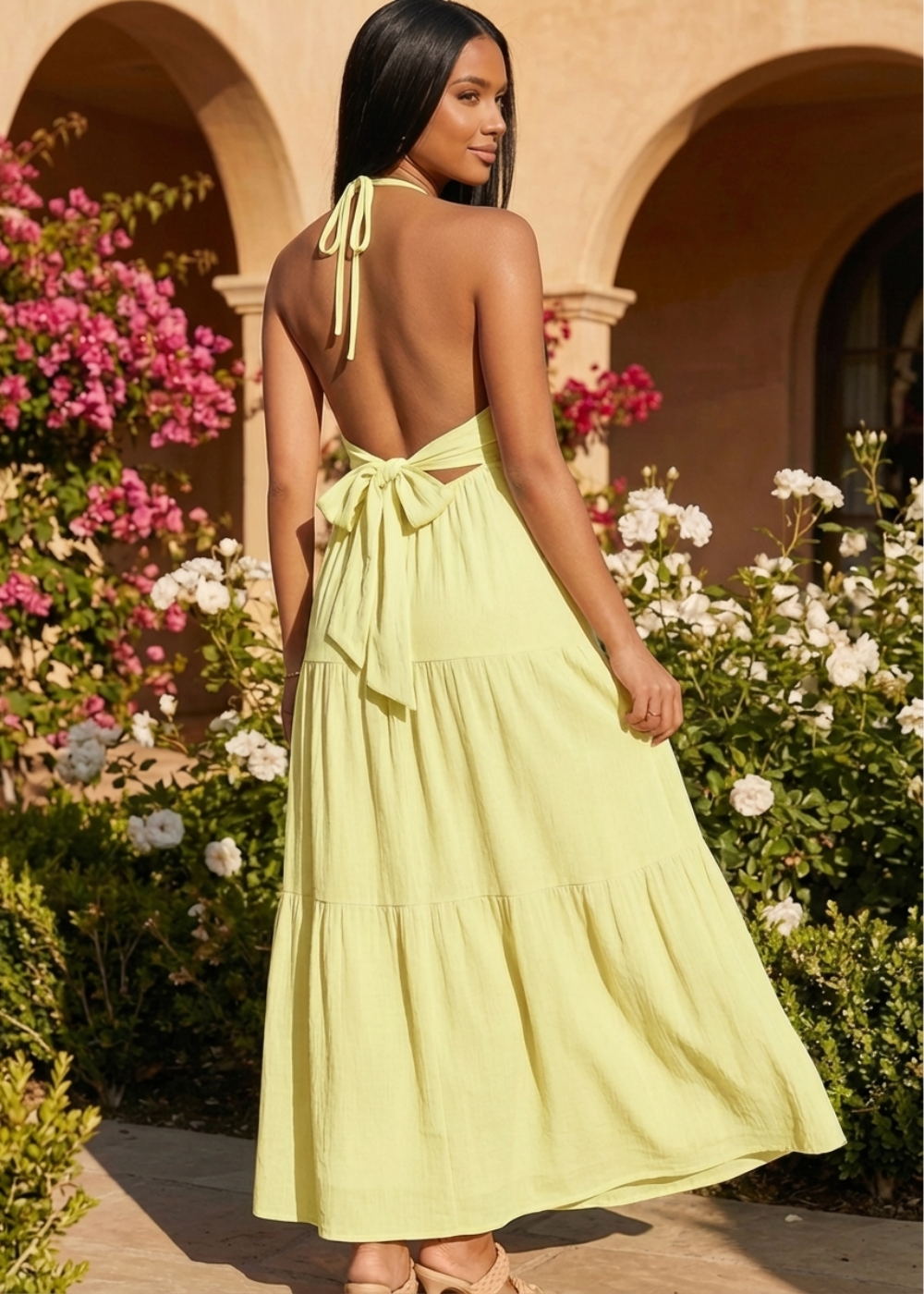 Sofia Backless Halter Bow Dress